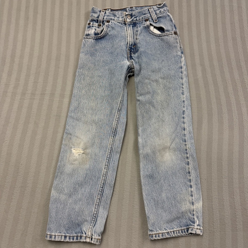 Levi's 550 Slim Straight Jeans Kids Boys 7X Blue Denim Relaxed 20X20 Distressed